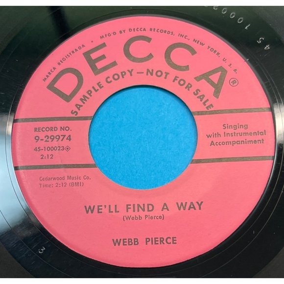 Webb Pierce We'll Find a Way / Any Old Time 45 Country Promo DECCA 9-29974 - Picture 1 of 4